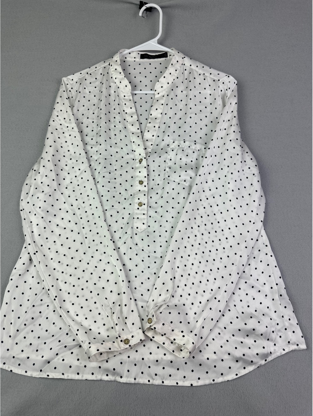 The Limited White Black Polka Dot Button Front Blouse Size L